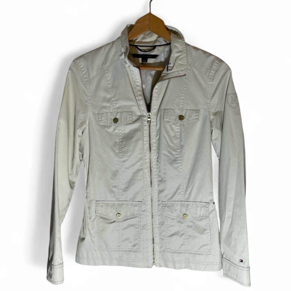 V1- Tommy Hilfiger Women's Light Cream Utility Jacket